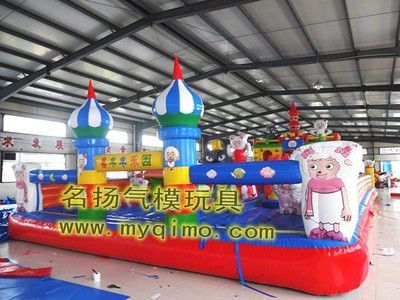 【廠家生產(chǎn)適合全國范圍內(nèi)適用的氣模玩具 熊出沒大滑梯】價格,廠家,圖片,淘氣堡,項城市花園名揚氣模玩具廠-